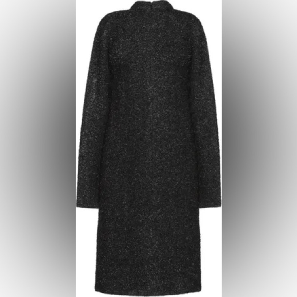 SIZE M Elegant Charcoal Long Sleeve Dress